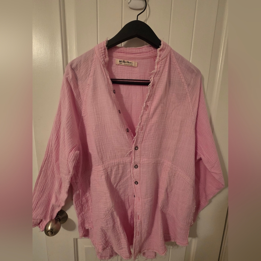 We The Free Pink Button-Up Top